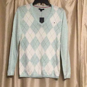 V-neck argyle sweater